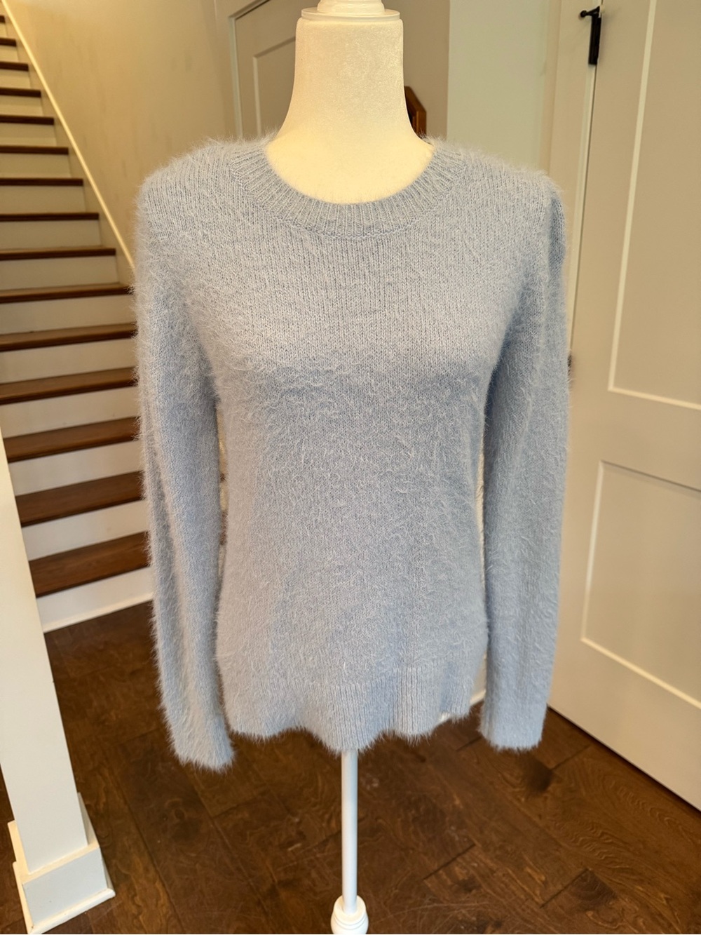 a new day Light Blue Fuzzy Crewneck Sweater